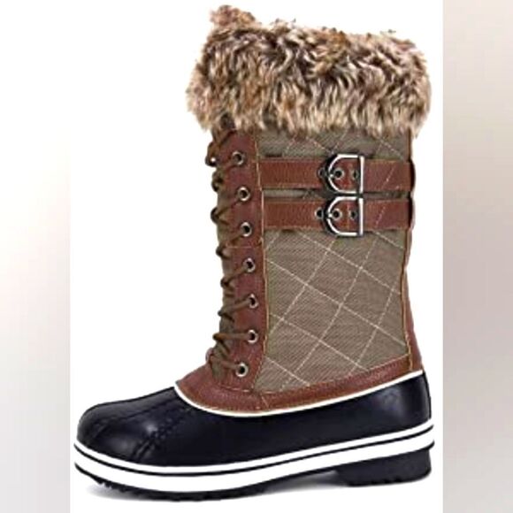 (B-1329) Womens Duck Snow Boots Fuzzy Fur Warm Waterproof Size 5 - Picture 1 of 11